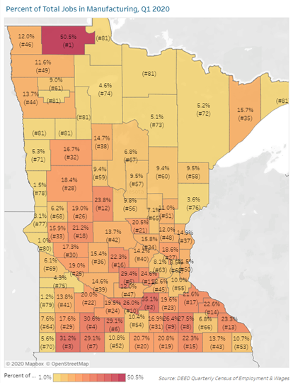 Percent of Total Jobs in Manufacturing