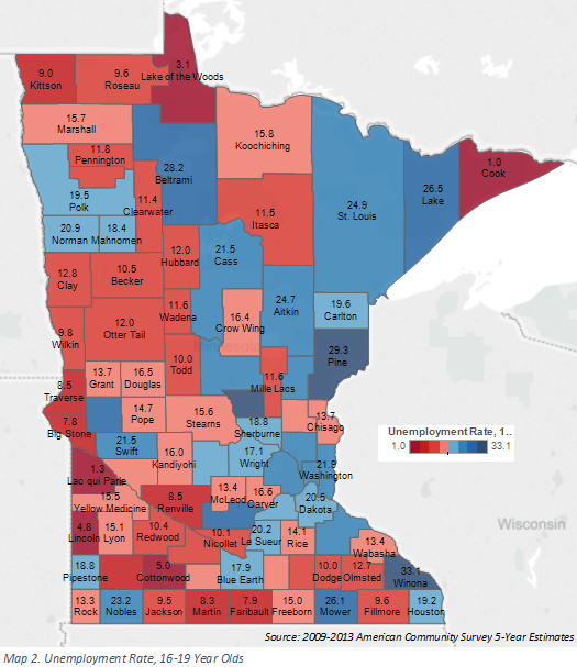 Unemployment rate, 16 - 19 year olds