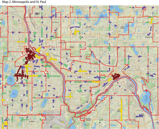 Map 2. Minneapolis and St. Paul