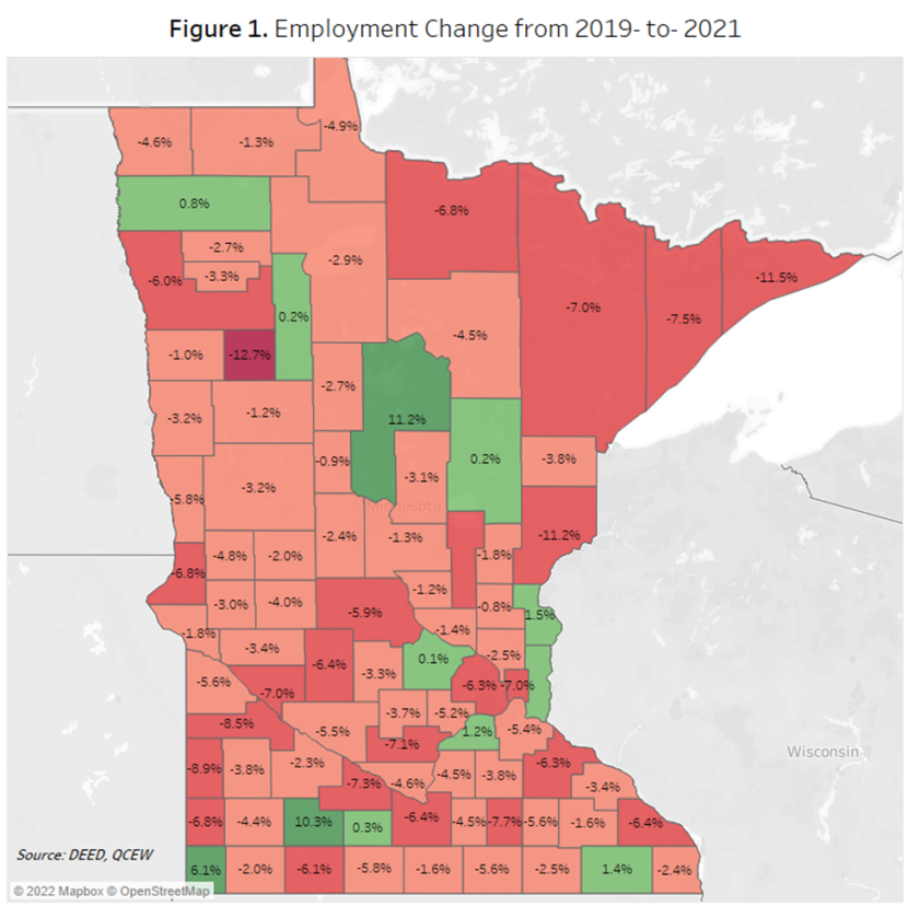 Employment Change from 2019 to 2021